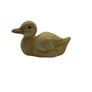 Vintage Yellow Ceramic Duck Chick Mini Planter Figurine For Spring & Easter Deco